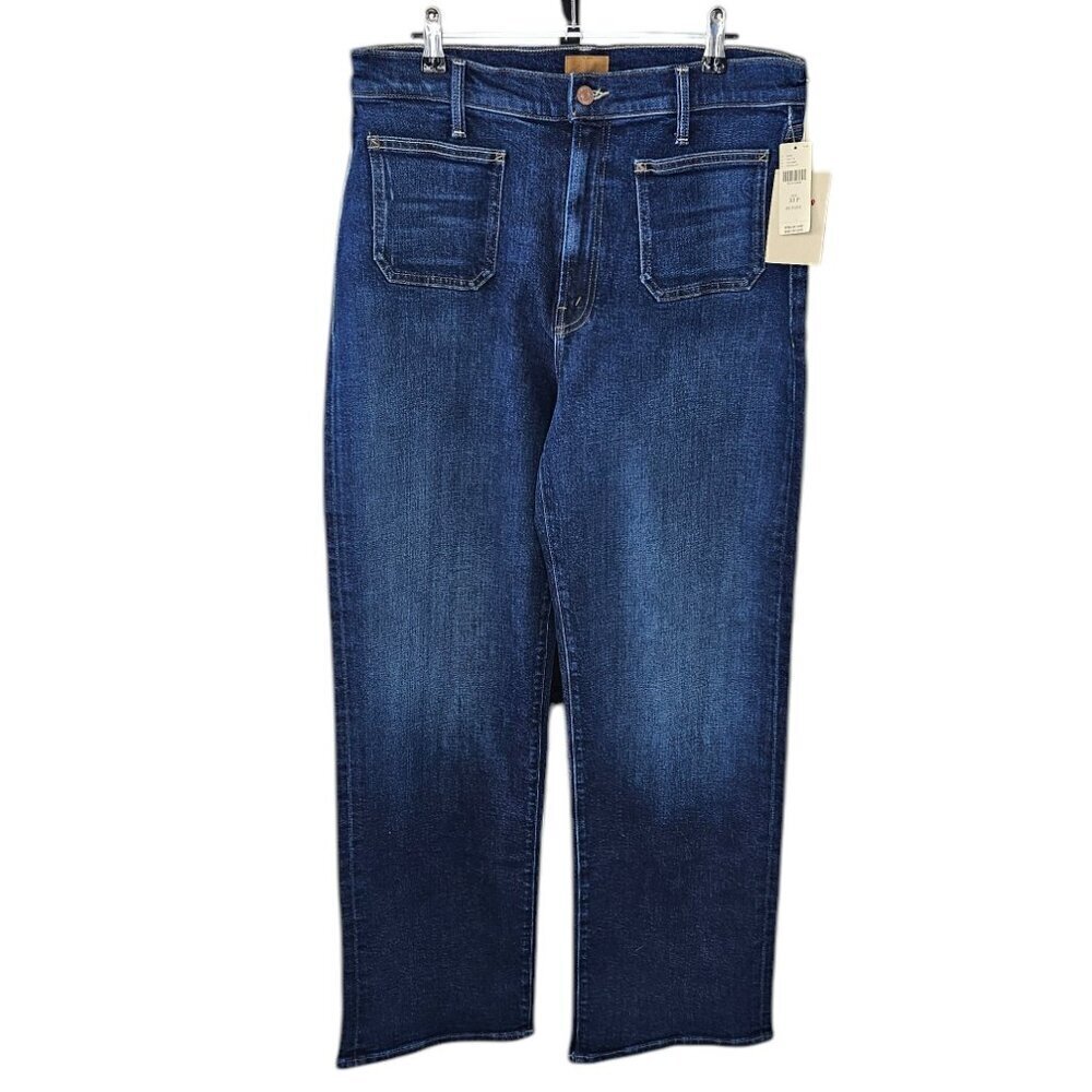 MOTHER The Patch Pocket Rambler Sneak Jeans, High Rise, These Boots, 33 Petite